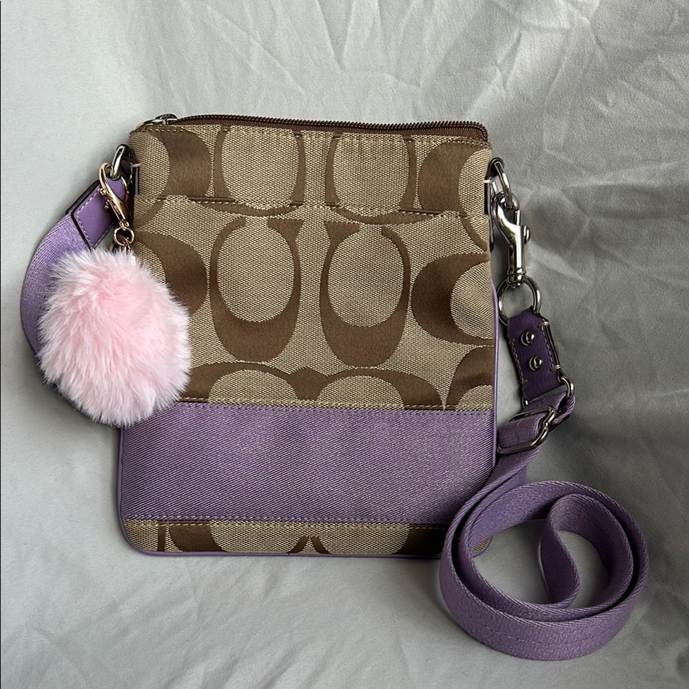 Vintage Coach Brown and Purple Crossbody Bag
